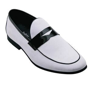MEN'S FREDERICO LEONE WHITE SUEDE TUXEDO SHOE.